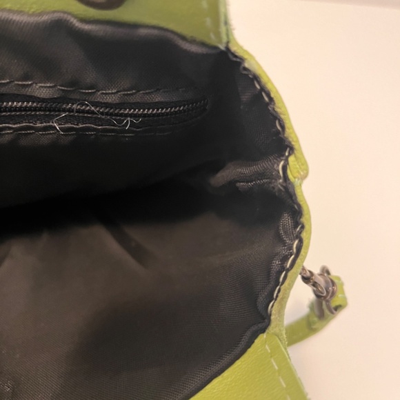 Borse In Pelle 🇮🇹 Italy Genuine Leather Small Crossbody Bag Purse Lime Green - Picture 13 of 14